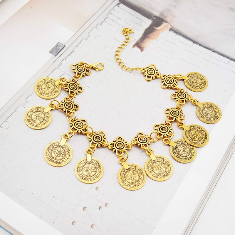 PPX 4 Pcs Wedding Women's Jewelry Sets Coins Antique Earrings Bracelet Necklace Set Family Friend Gift - Image 4
